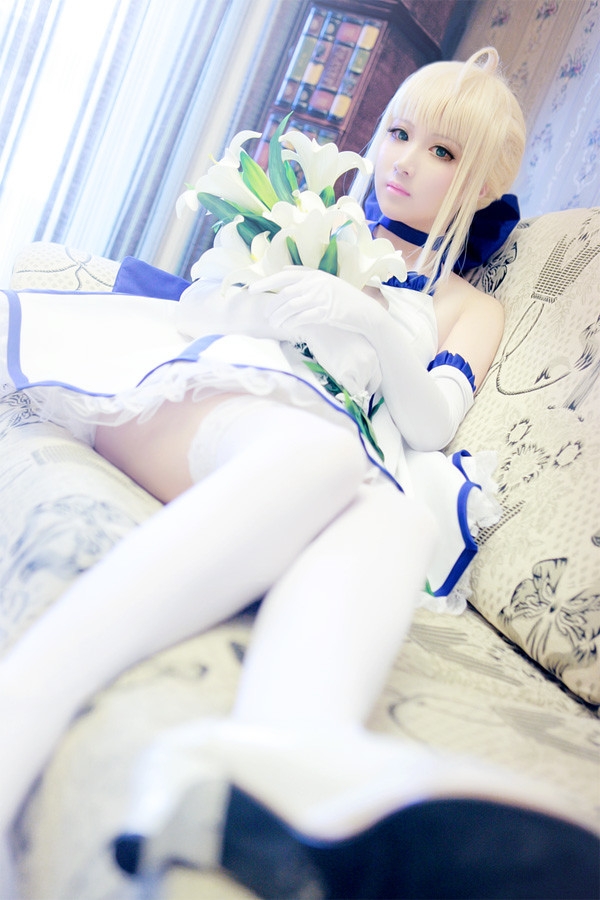 Fate/stay night Saber Lily 白礼服cosplay写真 