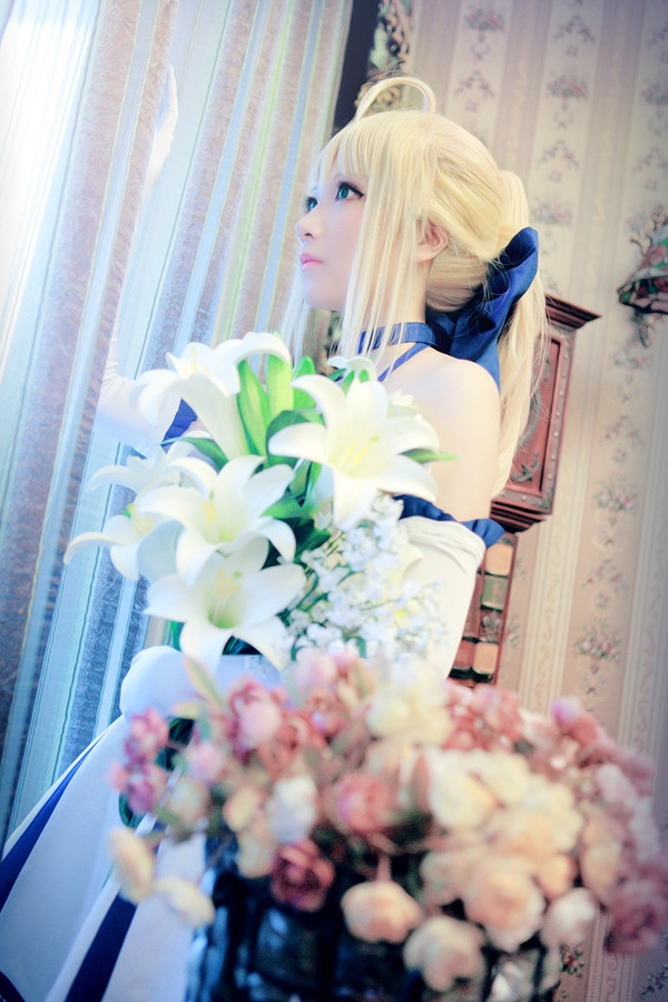 Fate/stay night Saber Lily 白礼服cosplay写真 