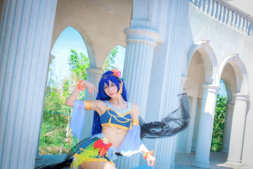 《LoveLive!》园田海未脱衣舞娘cosplay写真 