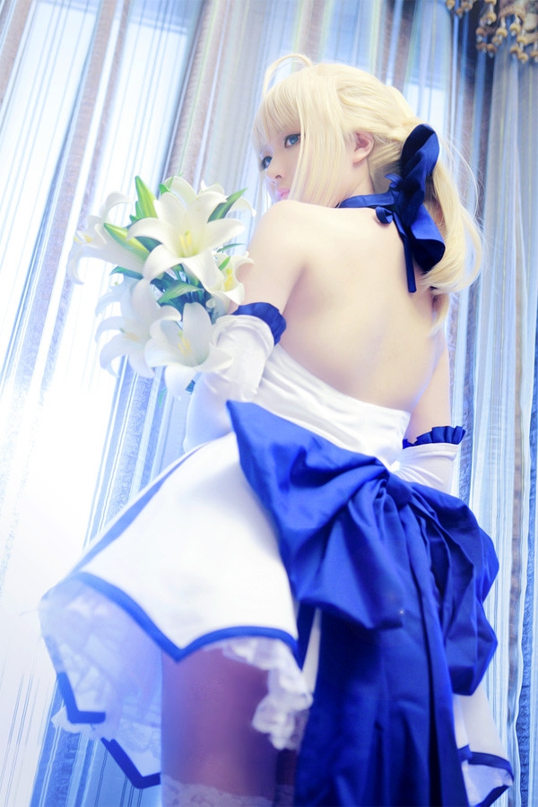 Fate/stay night Saber Lily 白礼服cosplay写真 