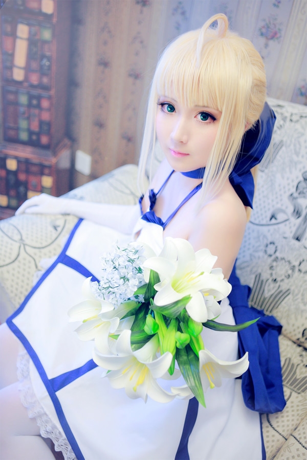 Fate/stay night Saber Lily 白礼服cosplay写真 