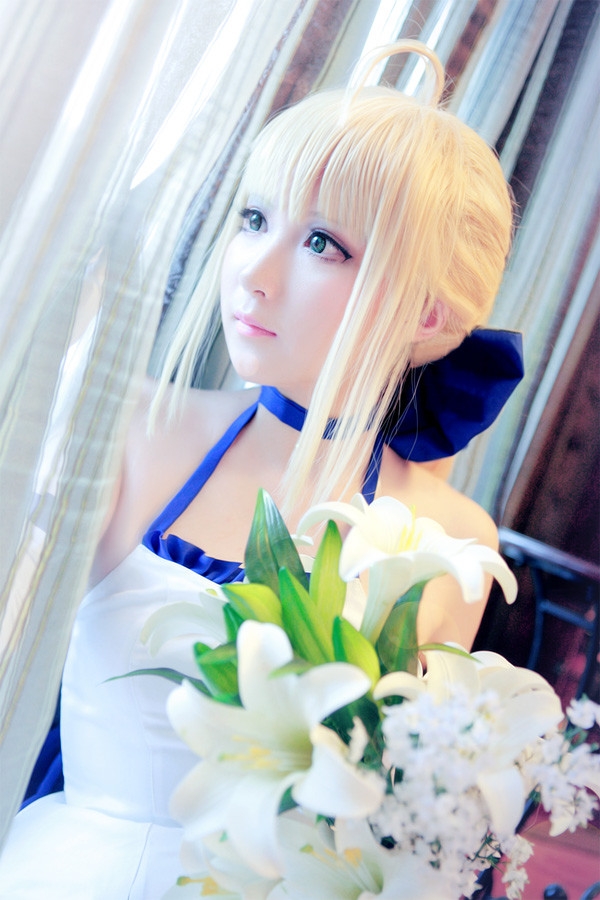 Fate/stay night Saber Lily 白礼服cosplay写真 