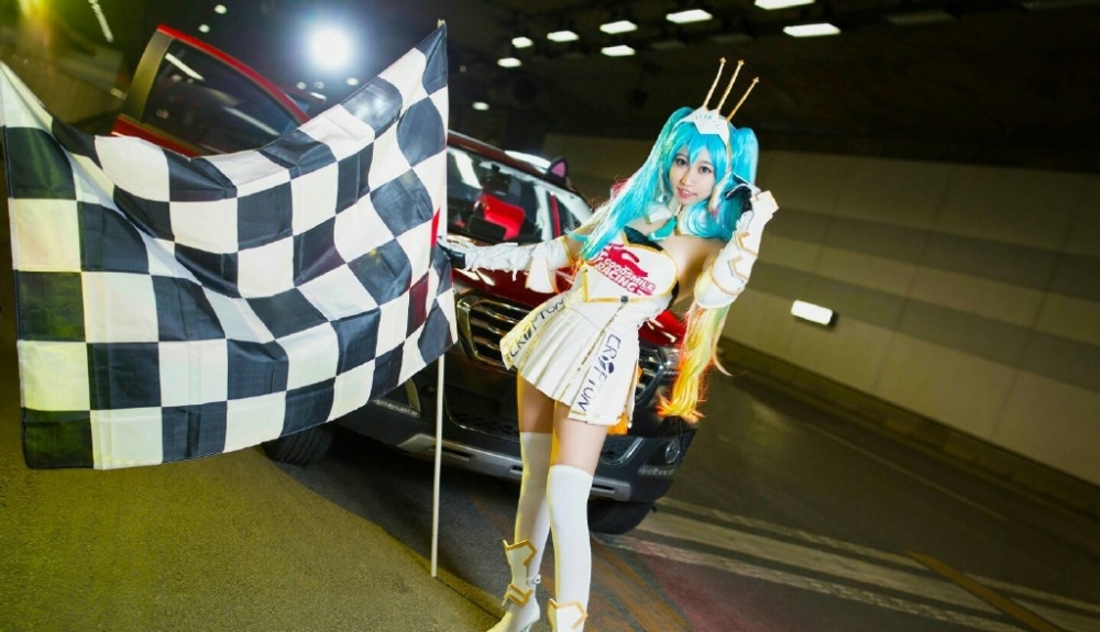 初音未来MIKU赛车娘cosplay写真正片 