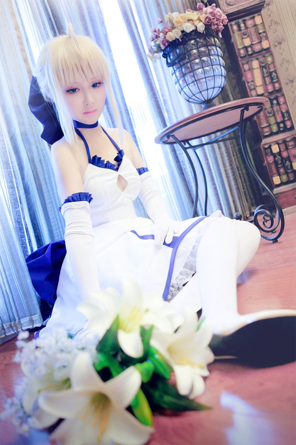 Fate/stay night Saber Lily 白礼服cosplay写真 